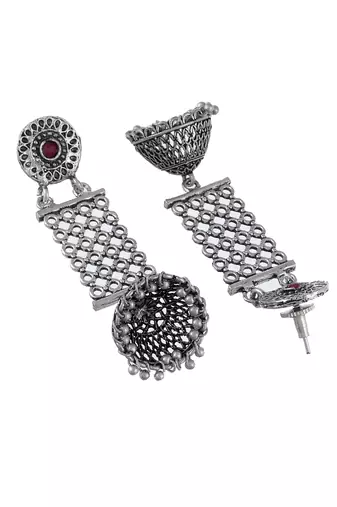 oxidized silver temple jewelry set for women