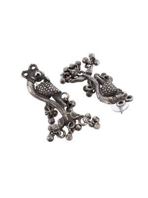Oxidised silver antique peacock necklace set 5