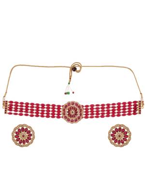 Gold plated beads choker jewellery set 2