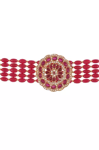 Gold plated beads choker jewellery set