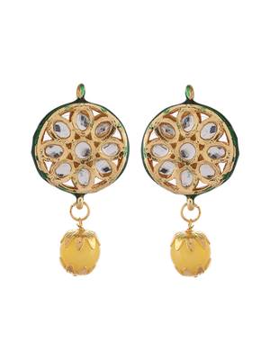 Yellow beads with pearl kundan jewellery set 4