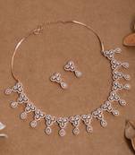 Rose gold plated american diamond bridal jewellery set