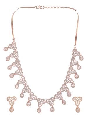 Rose gold plated american diamond bridal jewellery set 3