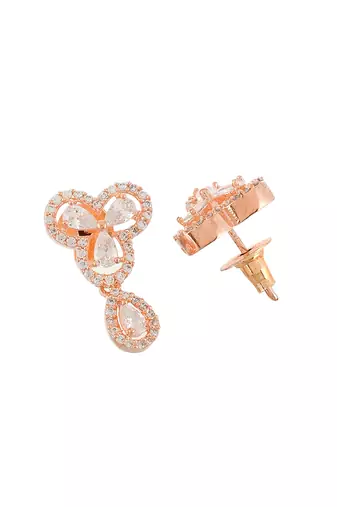 Rose gold plated american diamond bridal jewellery set