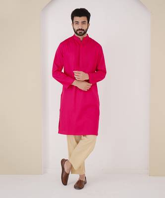 Fuchsia pintuck kurta 1