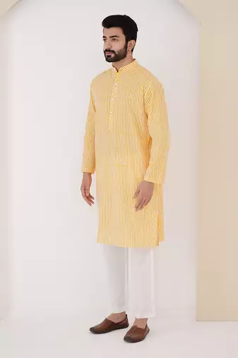 Yellow stripe kurta