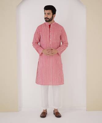 Red stripe kurta set 1