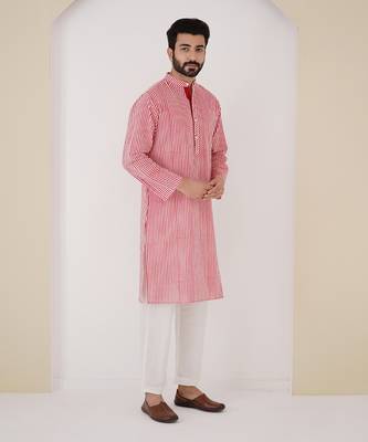 Red stripe kurta set 2