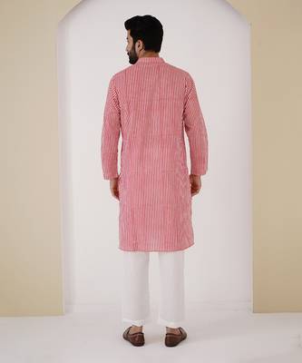 Red stripe kurta set 3