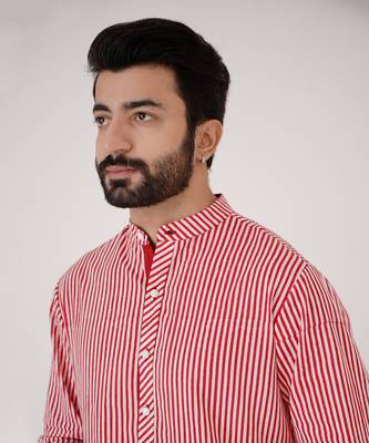 Red stripe kurta set 4