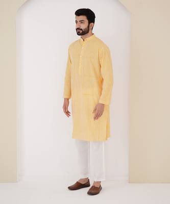 Yellow stripe kurta set 2