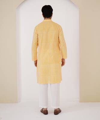 Yellow stripe kurta set 3
