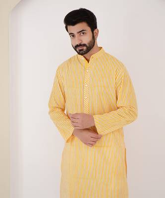 Yellow stripe kurta set 4