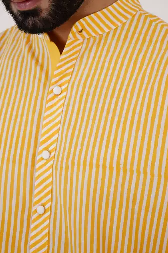 Yellow stripe kurta set