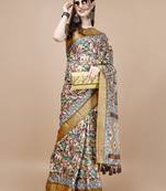 Multicolor Floral Digital Printed Tussar Silk Blend Saree