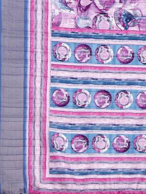 Pink Digital Printed Tussar Silk Blend Saree 5