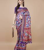 Purple Digital Printed Tussar Silk Blend Saree