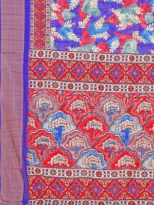 Purple Digital Printed Tussar Silk Blend Saree 5