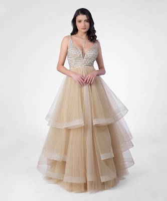 Princesse crystal hand embroidered tiered princess gown 1