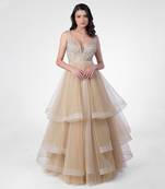 Princesse crystal hand embroidered tiered princess gown