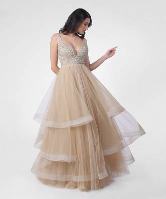 Princesse crystal hand embroidered tiered princess gown 3