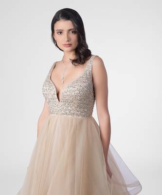 Princesse crystal hand embroidered tiered princess gown 4
