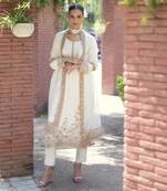 Ivory gold marori beads & sequin hand embroidered kurta set