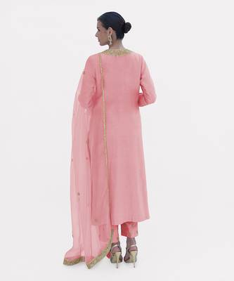 Pressed rose marori beads & sequin hand embroidered kurta set 5