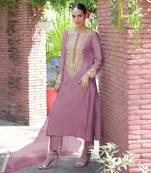 Mauve marori beads & sequin hand embroidered kurta set