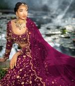 Peacock Pink Zardosi Hand Embroidered Lehenga Set