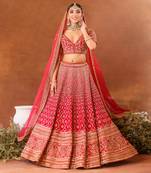 Red Sequin & Zardosi Hand Embroidered Lehenga Set