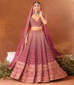Deep Rosewood Sequin & Zardosi Hand Embroidered Lehenga Set