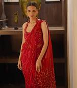 Scarlett hand embroidered draped saree set