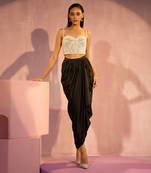 Black drape skirt set