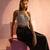 Black drape skirt set