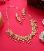 American diamond gold plated brass necklace set
