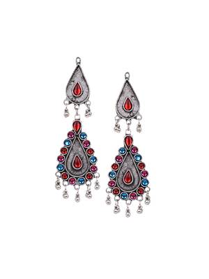 Oxidized silver color multicolor stone necklace set 3