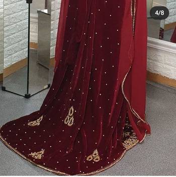 Maroon Velvet Zari Work Kaftan 2