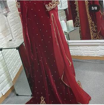 Maroon Velvet Zari Work Kaftan 4