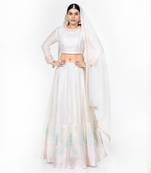 Royal White Chanderi Silk Lehenga Set