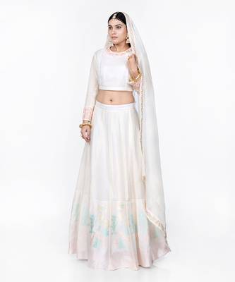 Royal White Chanderi Silk Lehenga Set 2