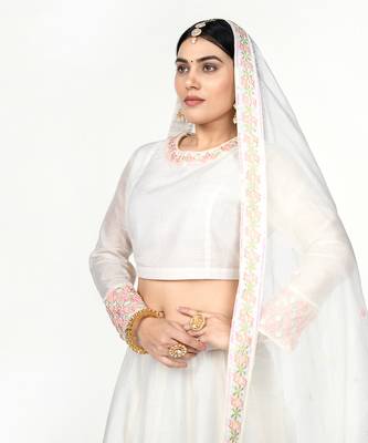 Royal White Chanderi Silk Lehenga Set 3