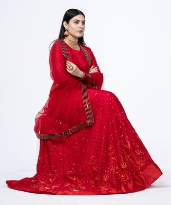 Maroon Chanderi Silk Lehenga Set 2