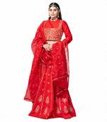 Red Chanderi Silk Lehenga Set