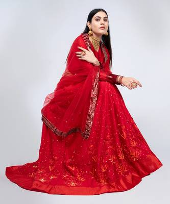 Maroon Chanderi Silk Lehenga Set 3