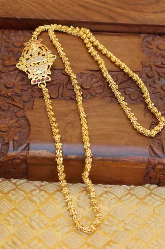 Gold platted lakshmi moppu chain