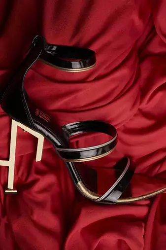 Pointed-toe strappy metal heels