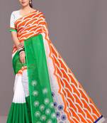 Republic Day Multicolor Woven Linen Saree With Blouse