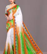 Republic Day Multicolor Woven Linen Saree With Blouse