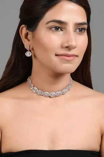 american diamond diamond eye jewellery set